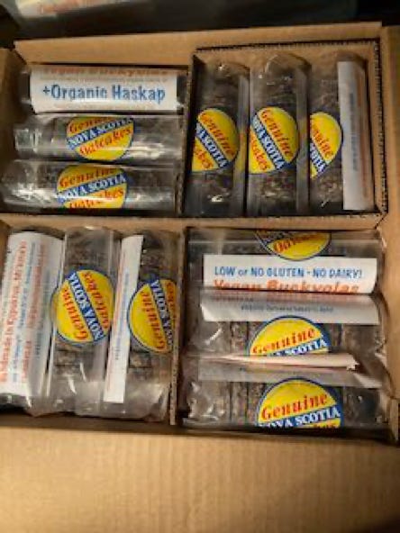 Genuine oatcakes packaged for shipping