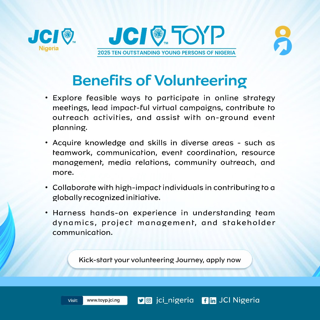 2025 JCI Nigeria Ten Outstanding Young Persons' Awards Volunteer