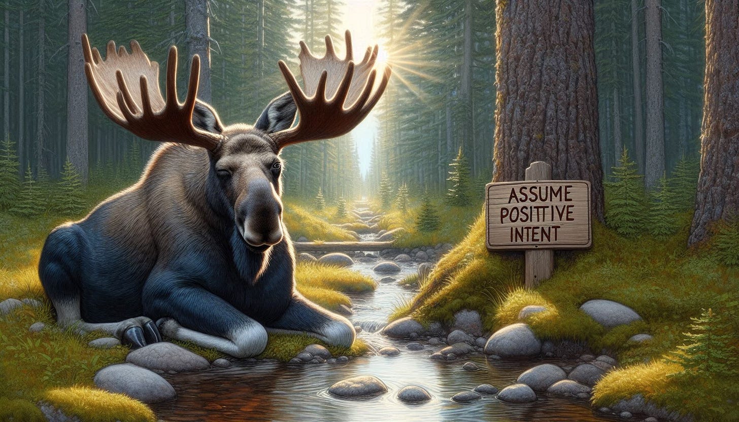 A moose sitting in the woods next to a river

AI-generated content may be incorrect.