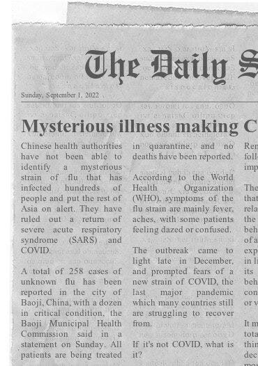 Fictional newspaper clippings for Alone Together