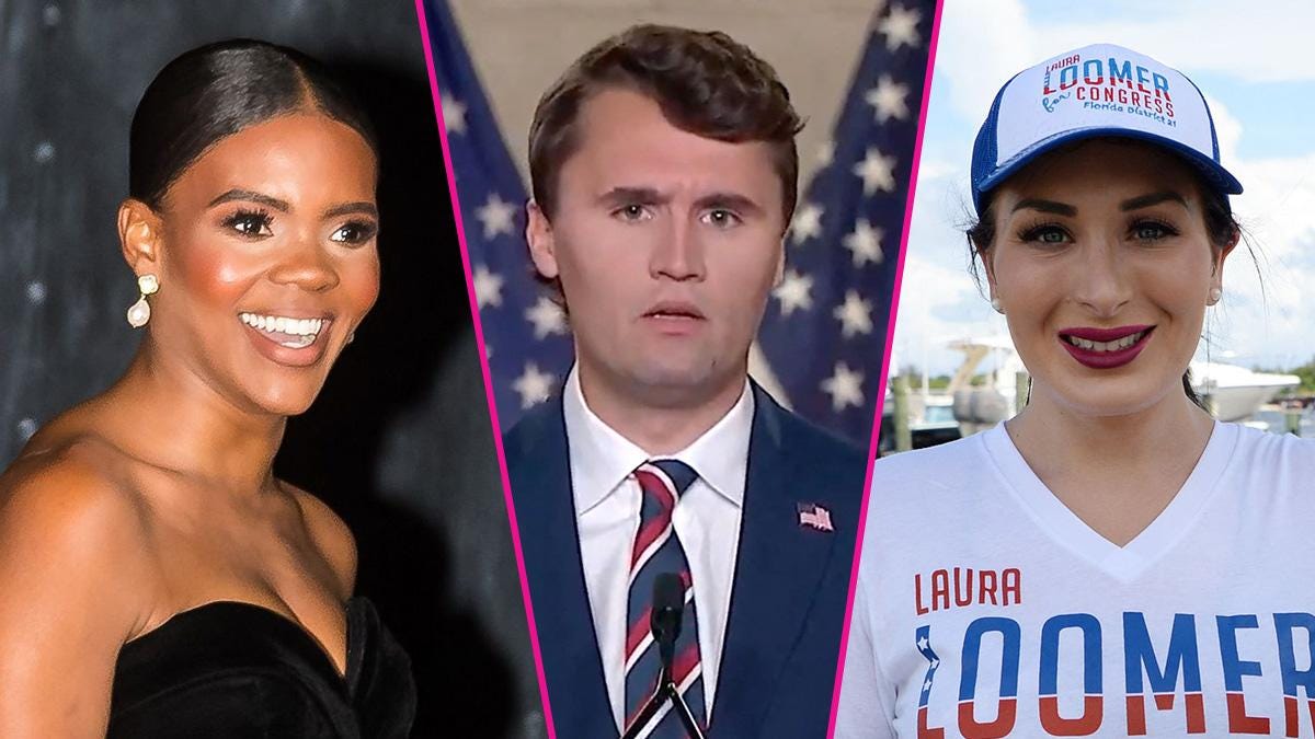 Composite photo of Candace Owens, Charlie Kirk and Laura Loomer. Composite photo of Candace Owens, Charlie Kirk and Laura Loomer.