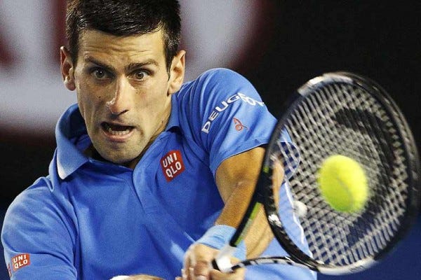 novak djokovic slams back balls to andy murray in australian open 2015 novak djokovic slams back balls to andy murray in australian open 2015