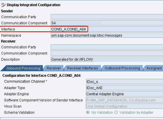 iDoc service interface used as the Outbound Service Interface of iDoc Collection Scenario