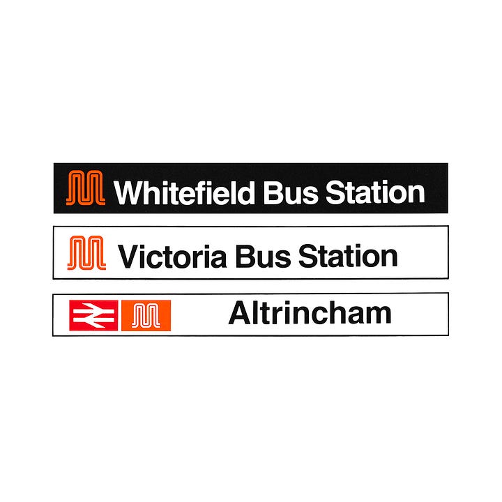 Kenneth Hollick's 1974 logo for Greater Manchester Transport.