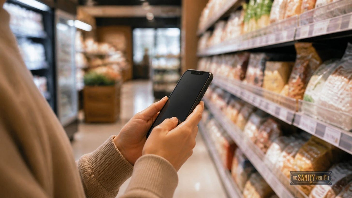 A shopper signing an online petition asking Canadian grocery chains to prioritize Canadian sourcing. A shopper signing an online petition asking Canadian grocery chains to prioritize Canadian sourcing.