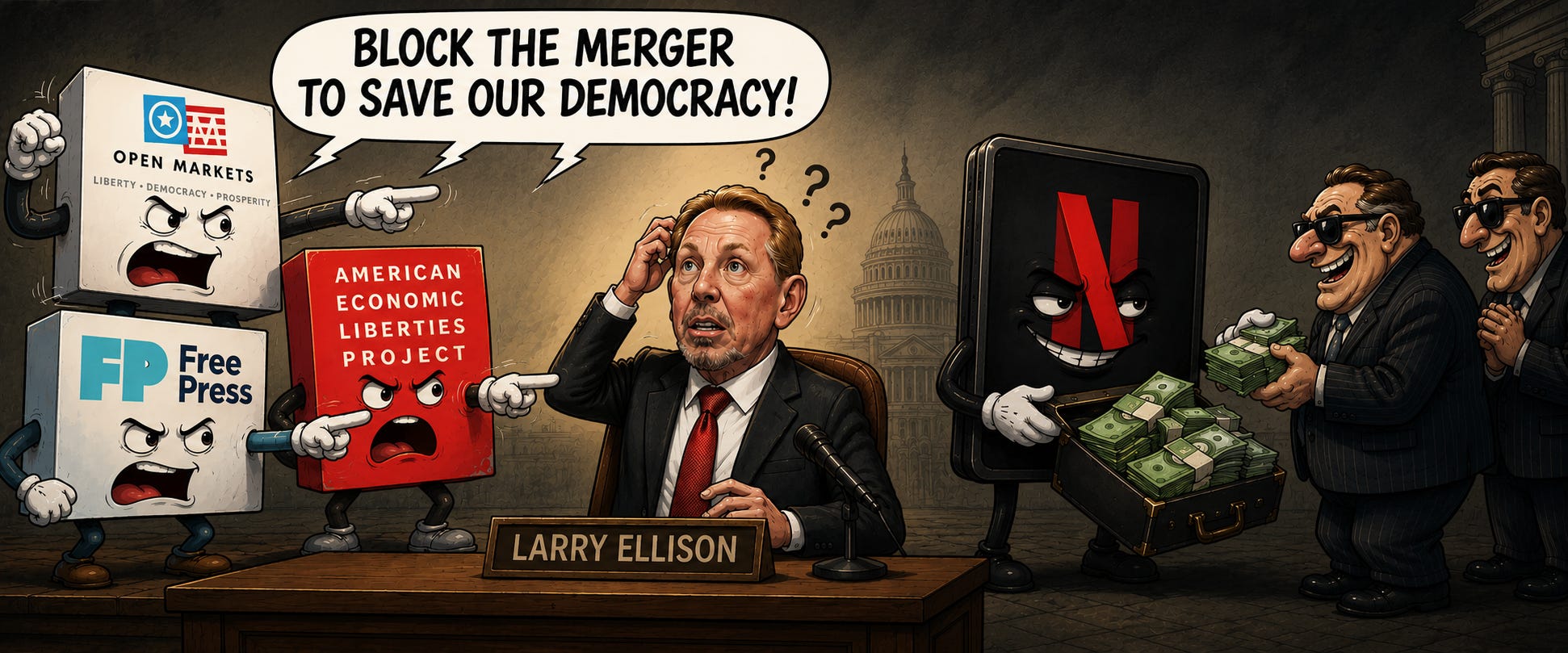 What does "Block the Merger" have to do with "Our Democracy?"