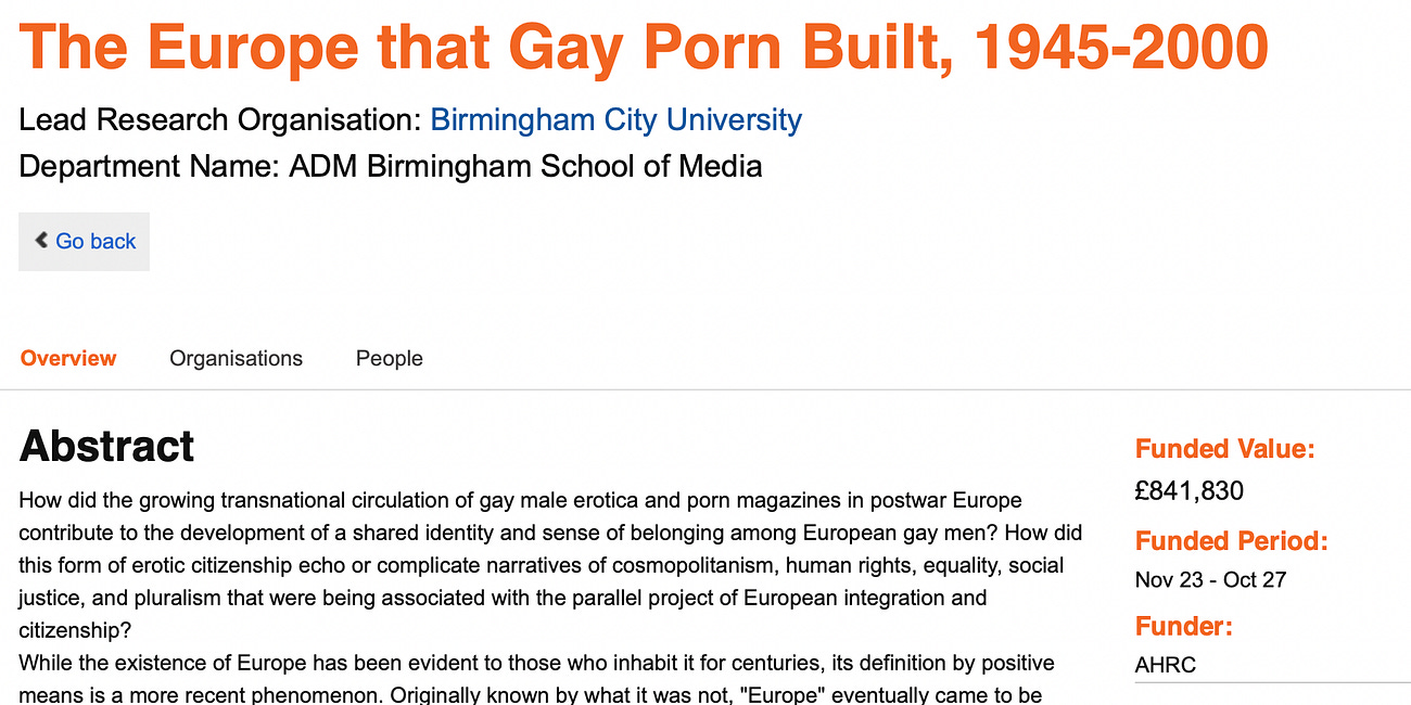 Examples of taxpayer-funded AHRC studies