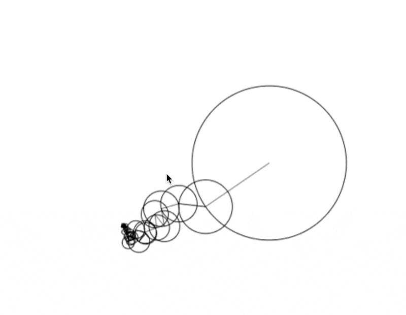 A line drawing of a hand with a pen draws a series of connected circles. The hand departs, and the circles start to spin. The path traced by the last circle traces out the original line drawing of the hand, and the animation loops A line drawing of a hand with a pen draws a series of connected circles. The hand departs, and the circles start to spin. The path traced by the last circle traces out the original line drawing of the hand, and the animation loops