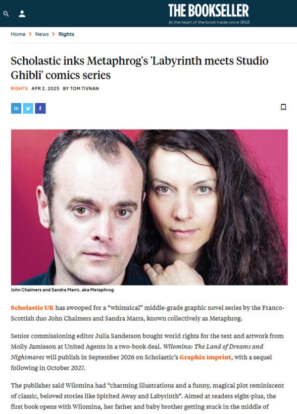 Bookseller announcement article