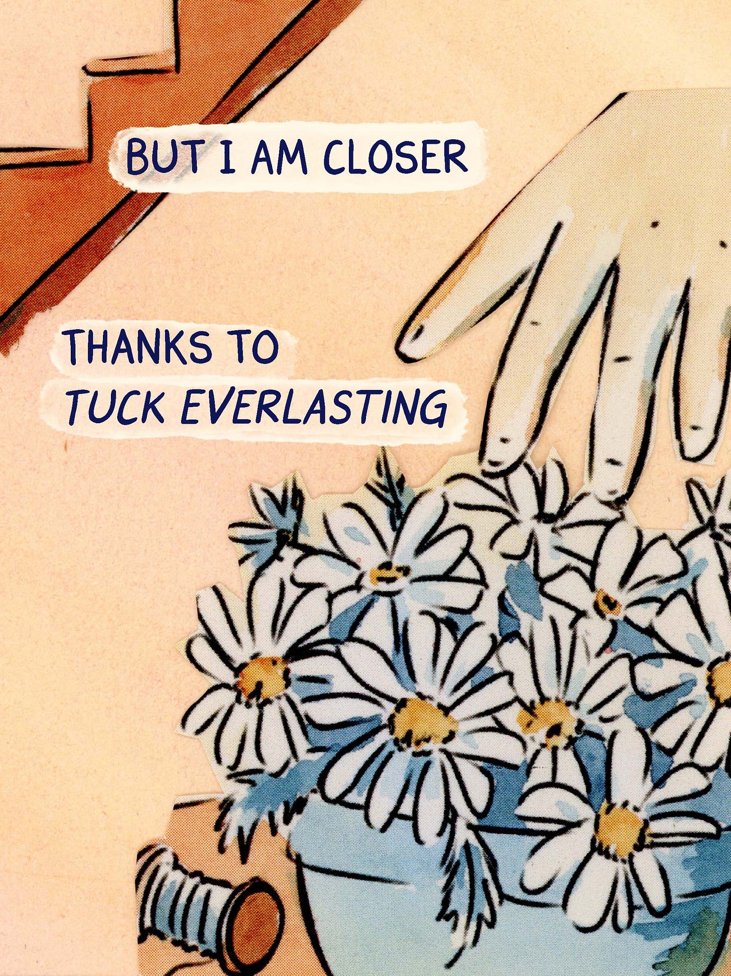 Watercolor comic page by graphic novelist K. Woodman-Maynard that reads, “But I am closer, thanks to Tuck Everlasting.” 