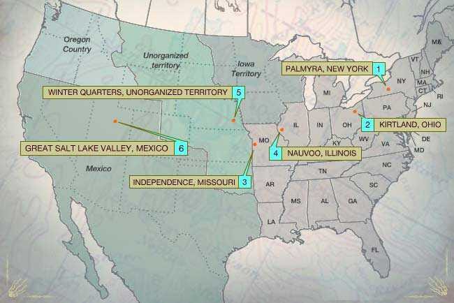 Mormon migration map Mormon migration map