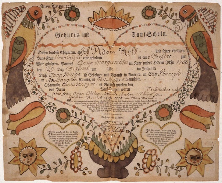 Birth certificate of Adam Koff, ca. 1762 (source)
