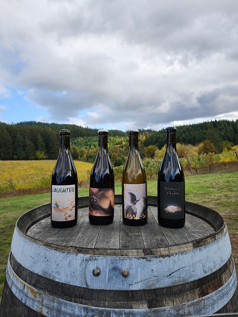 Images of winemakers and wine making equipment