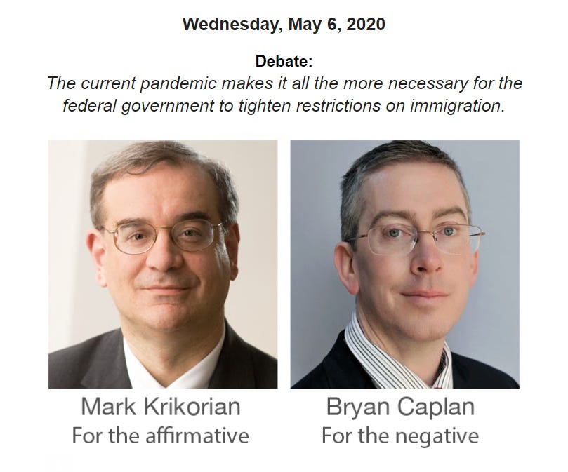 Pandemic/Immigration Debate - by Bryan Caplan - Bet On It