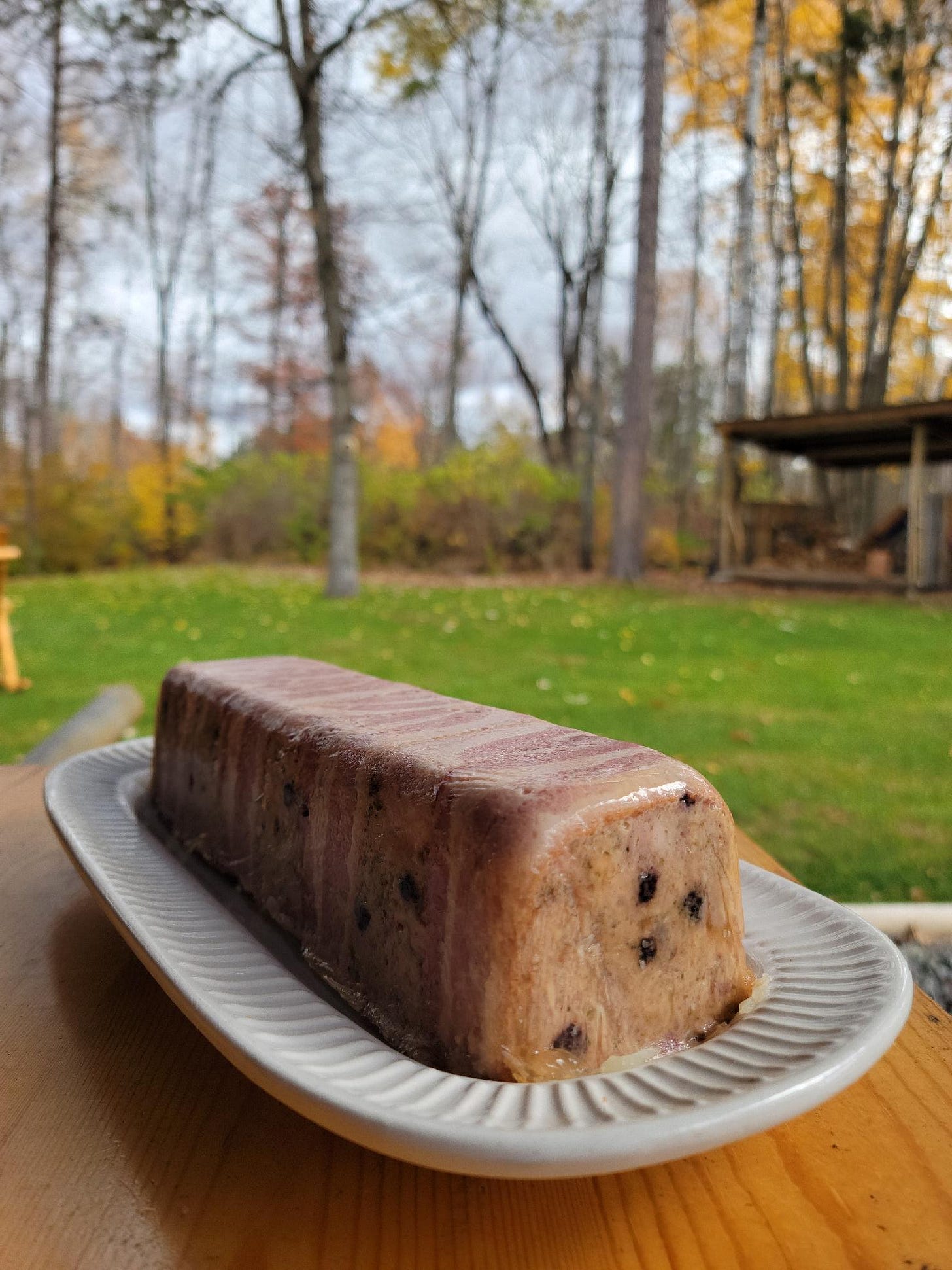 A grouse terrine on the patio. 