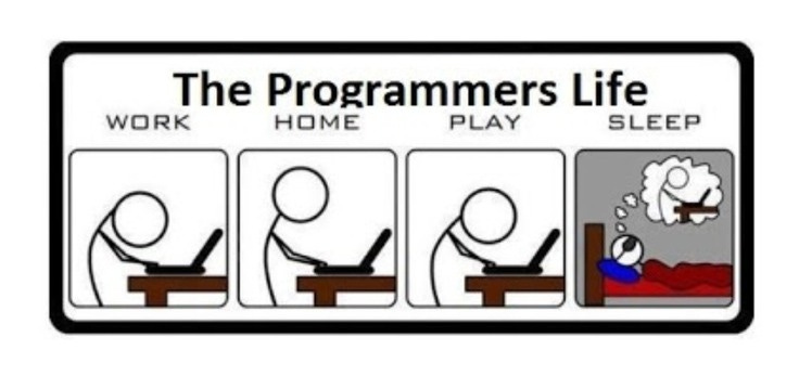 This may contain: a sign that says, the program is working home play sleep