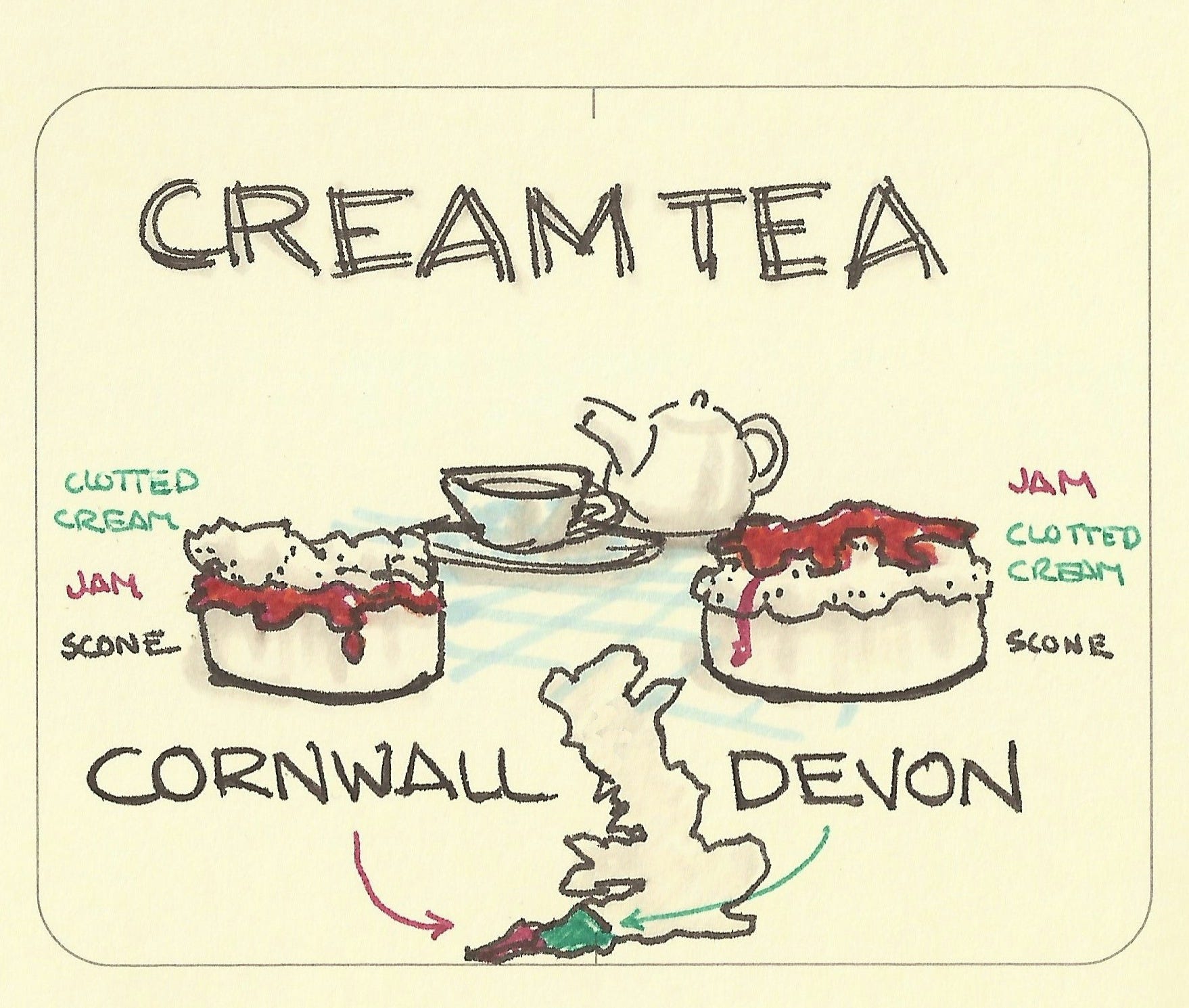 The Great Cream Tea Debate - by Jono Hey - Sketchplanations