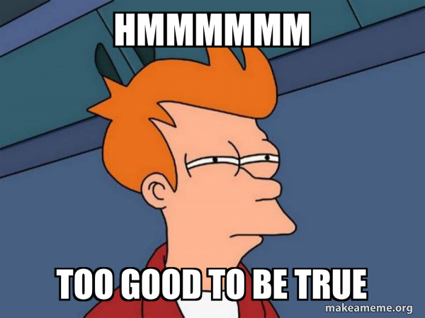 HmMmMmM too good to be true - Futurama Fry Meme Generator