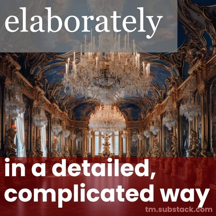 Interior of an old, European-style church. Used to illustrate the meaning of the SAT vocabulary word ELABORATELY.