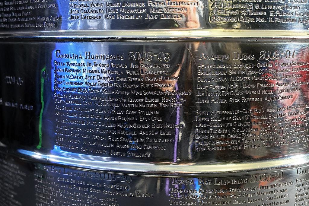 Hockey’s Holiest Trophy Hijacked: Hurricanes owner Tom Dundon engraved wife and children on the Stanley Cup while team contributors omitted. Hockey’s Holiest Trophy Hijacked: Hurricanes owner Tom Dundon engraved wife and children on the Stanley Cup while team contributors omitted.
