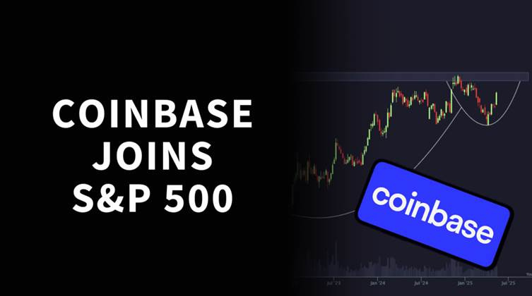 coinbase chart with phone with coinbase logo on it