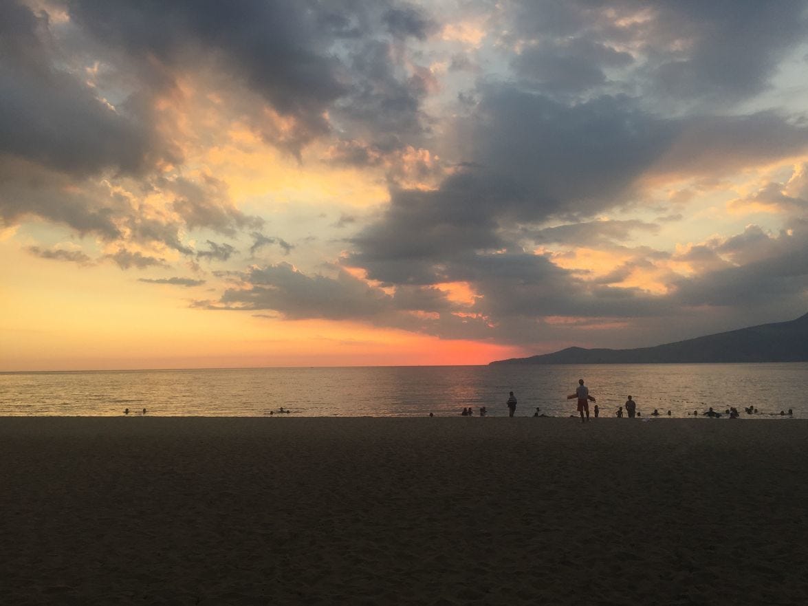 Sunset over the beach at Anvaya Cove