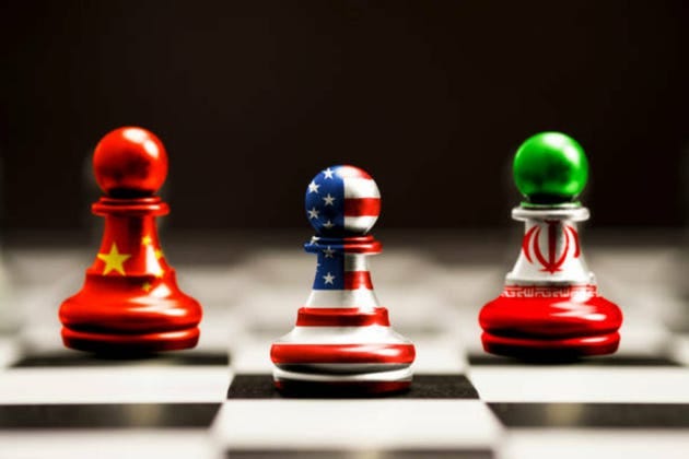 Print screen of flag on pawn chess of USA China and Iran. It is symbol trade and Military war. Print screen of flag on pawn chess of USA China and Iran. It is symbol trade and Military war.
