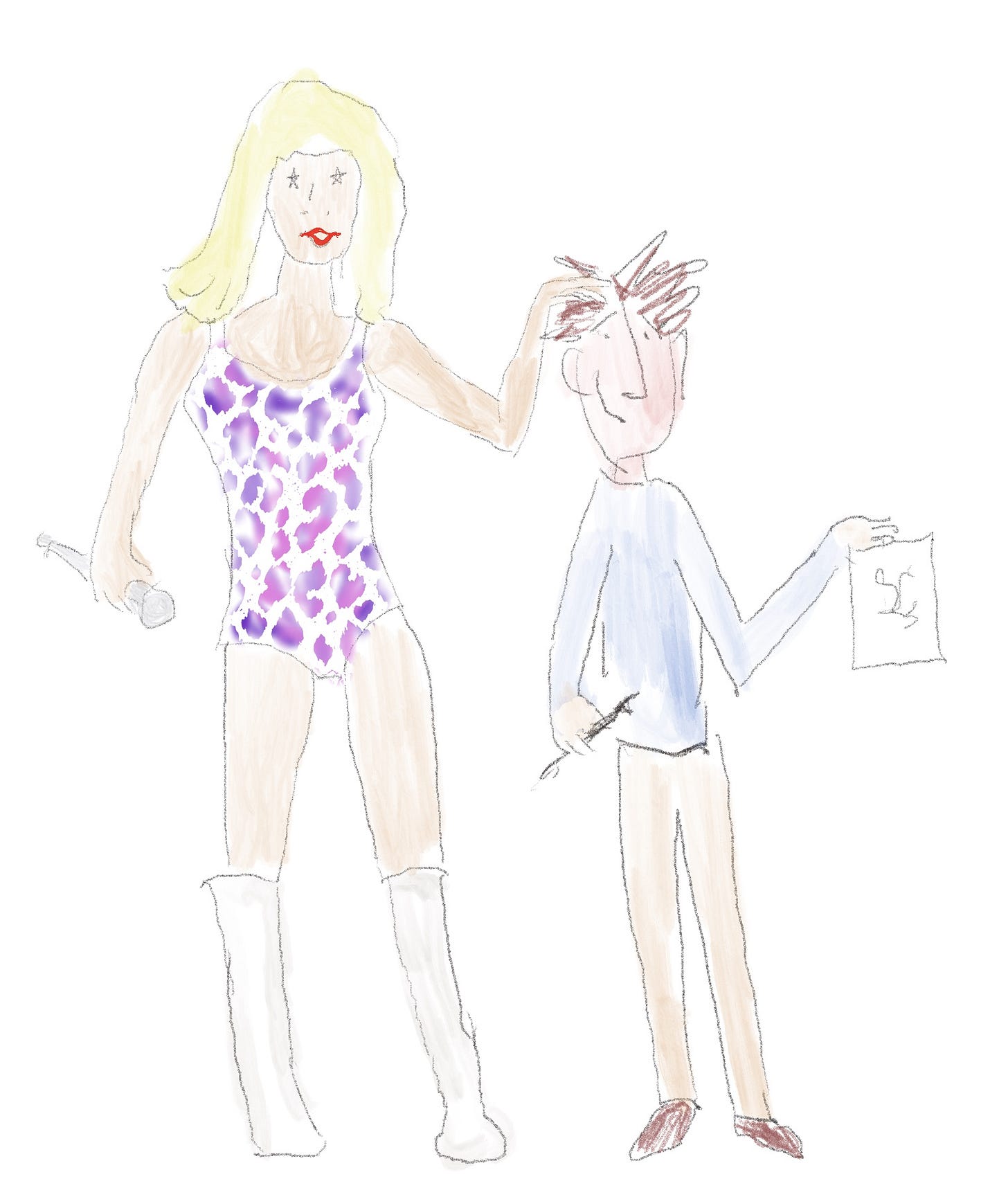 Taylor Swift pats an artist on the head