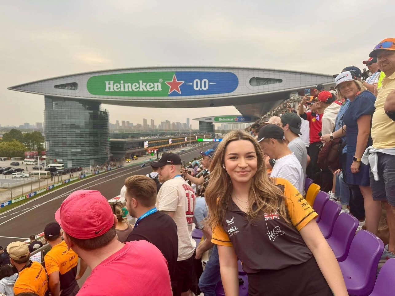Fans enjoying the 2025 Chinese Grand Prix from Grandstand B. Fans enjoying the 2025 Chinese Grand Prix from Grandstand B.