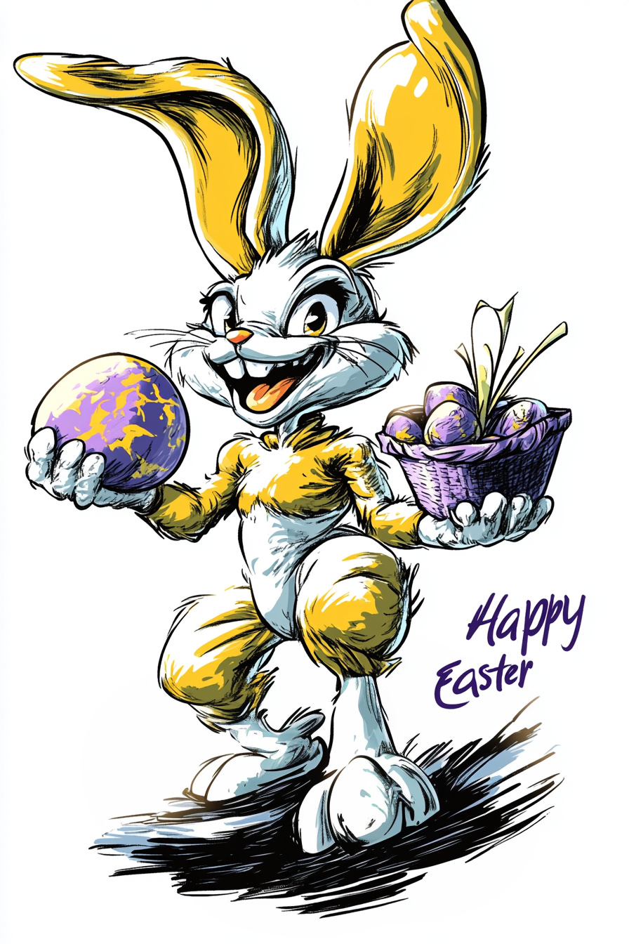poster illustration of "Happy Easter" --ar 2:3 --sref 2554774603  --v 6.1