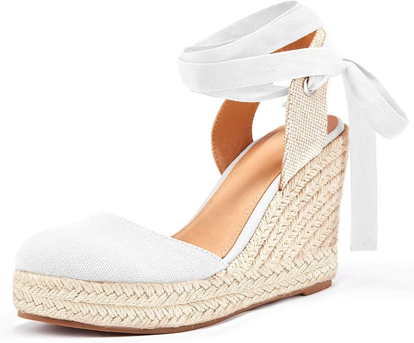Ermonn Womens Espadrilles Wedge Sandals Platform Closed Toe Ankle Strap Lace Up Summer Shoes Ermonn Womens Espadrilles Wedge Sandals Platform Closed Toe Ankle Strap Lace Up Summer Shoes