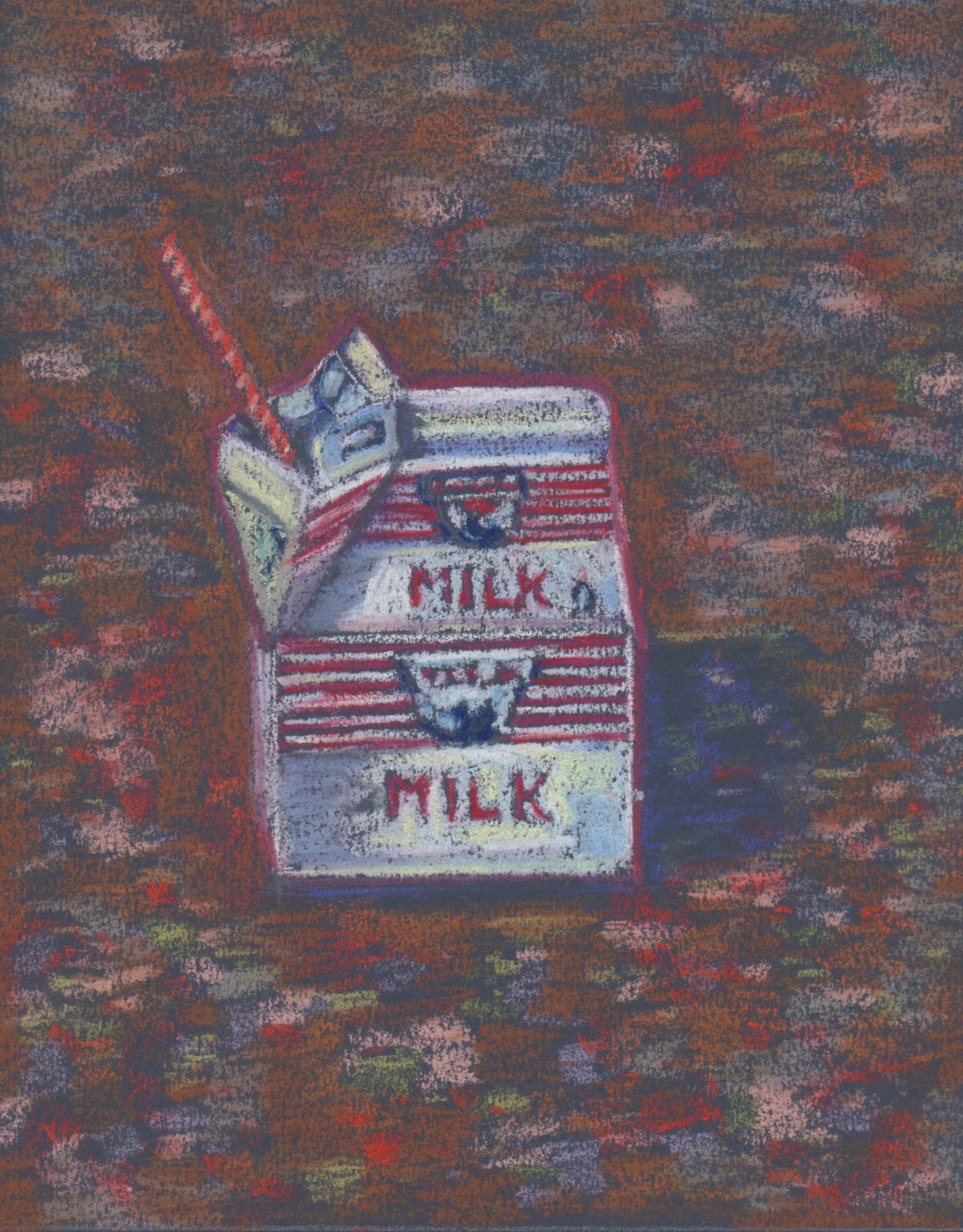 illustration of cafeteria size milk carton and straw