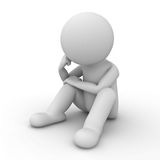 Worried 3d Man Sitting And Thinking Over White Stock Illustration -  Illustration of ashamed, human: 35343865