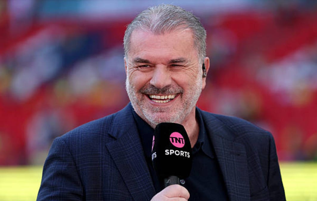  Ange Postecoglou talks on TNT Sports prior to the Emirates FA Cup Semi Final match between Manchester City and Southampton at Wembley Stadium on April 25, 2026 in London, England. (Photo by Cameron Smith - The FA/The FA via Getty Images) Ange Postecoglou
