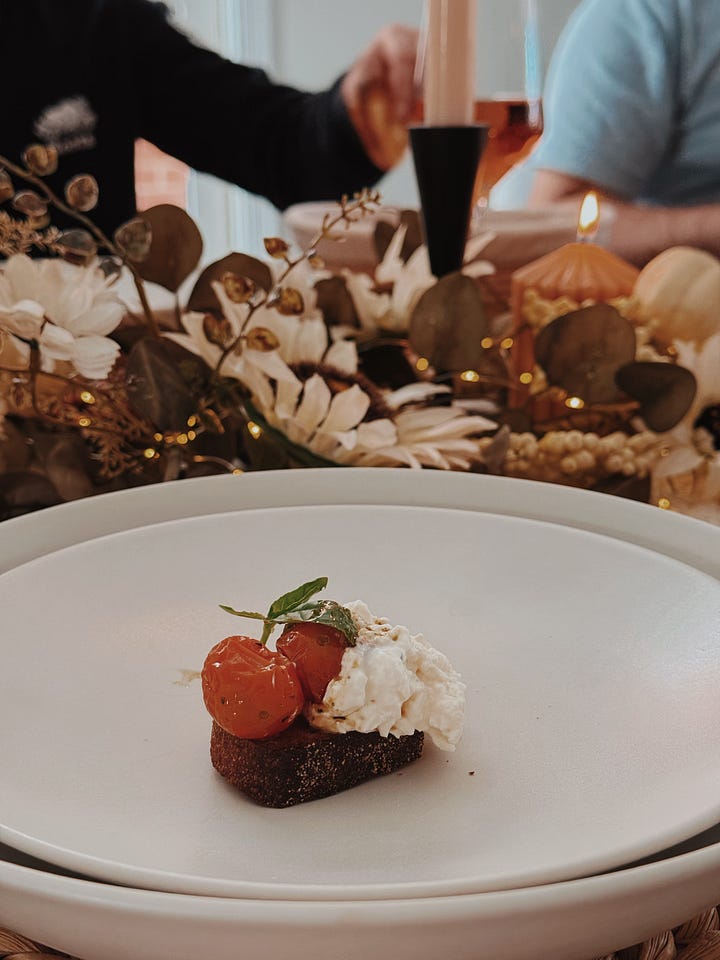 Burrata & Cherry Tomato, Maple Glazed Feta Carrots, Low Sugar Chocolate Strawberries, Low Fat Creamy Grilled Chicken, Garlic Stir-Fry Asparagus, Mashed Potatoes