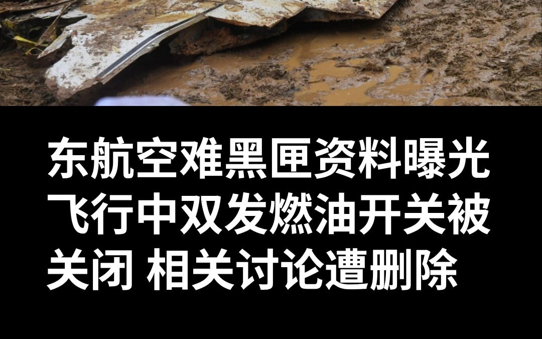 东航空难黑匣资料曝光飞行中双发燃油开关被关闭相关讨论遭删除- by 看