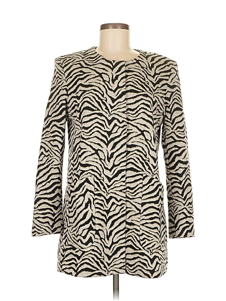 Joan Vass Animal Print Ivory Coat Size 6 (1) - photo 1