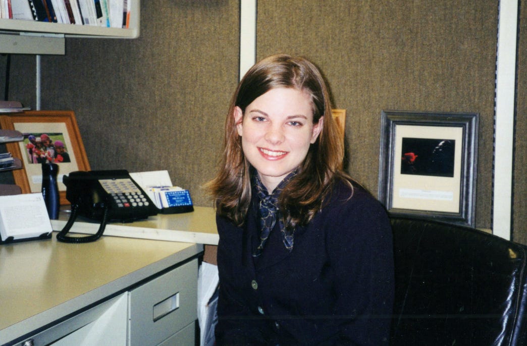 The author at her desk, around 2005.
