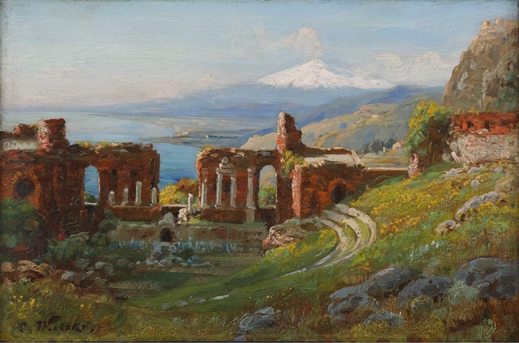 Carl Wuttke-The Ancient Greek Theatre, Taormina, Sicily – Ubbens Art  Advisory