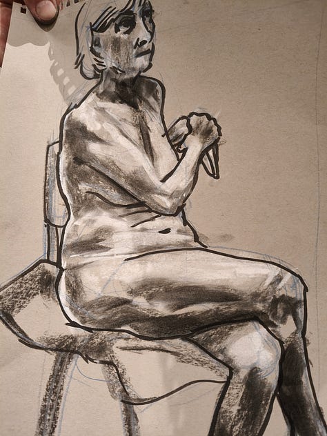 sketches of nude made in a life drawing class