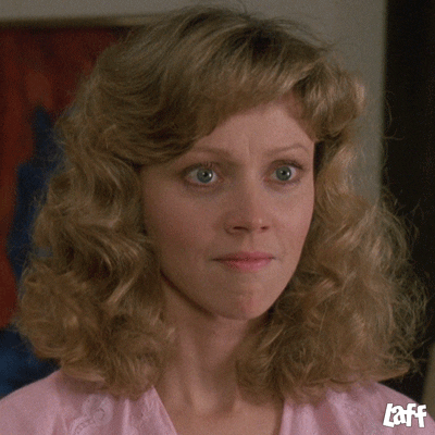 Gif of Shelley Long as Anna in The Money Pit saying "yes"