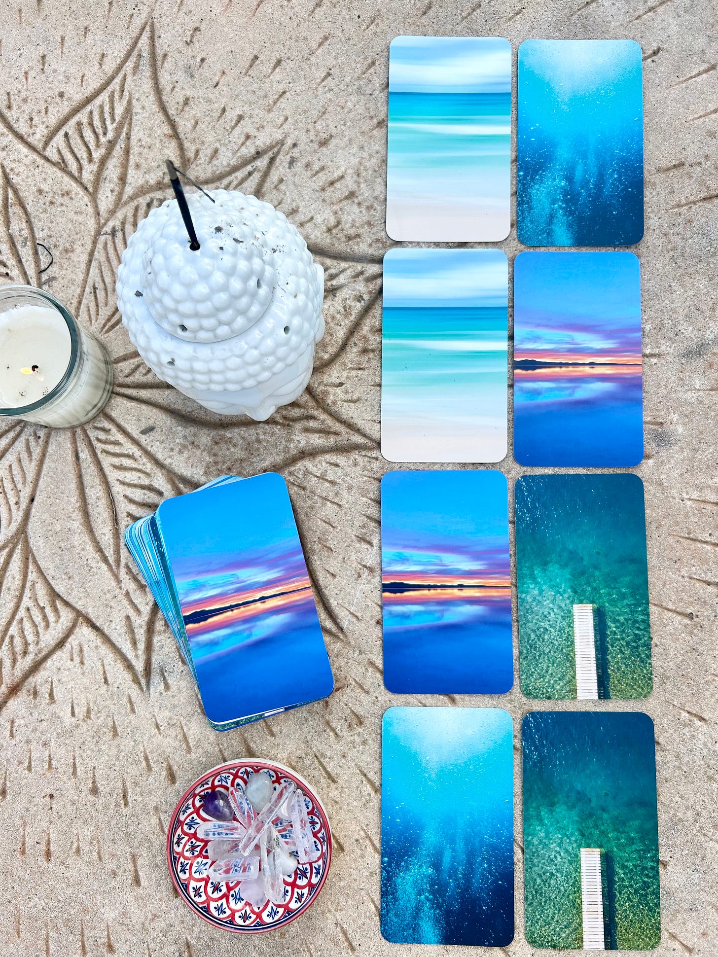 19 - 25 Oct, 2025 relationship dynamic oracle spread using the Sea Soul Journey oracle cards.