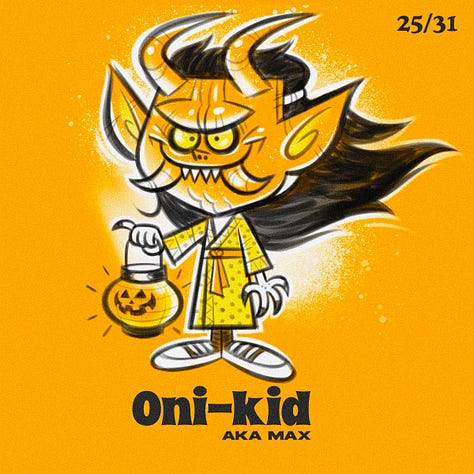 Spooky Kiddos are my custom character creations. They're kids dressed up in they're spookiest costumes. I drew one everyday for the entire month of October.