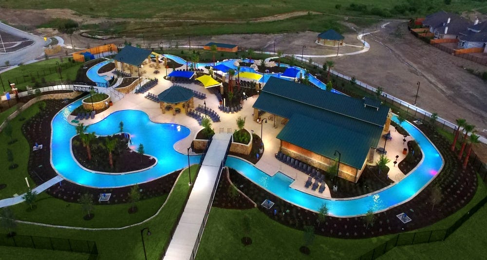 Sunfield community lazy river and amenity center in Buda TX. Sunfield community lazy river and amenity center in Buda TX.