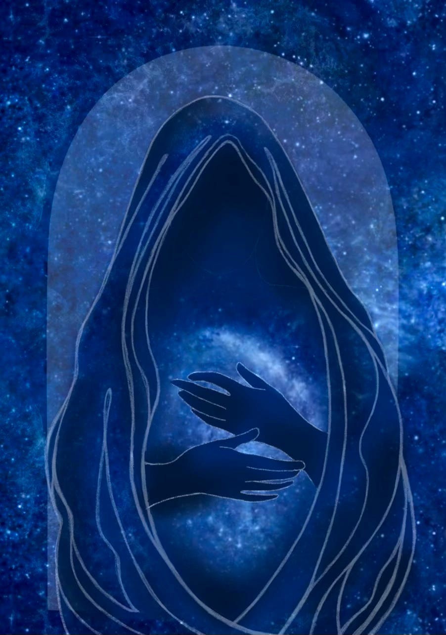 “Mother of Night” from the Sacred Wheel Oracle, a deck-in-progress by JPC.