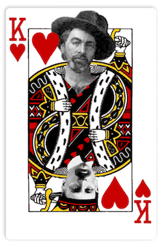 King of Hearts card, featuring the heads of Walt Whitman and Rainer Maria Rilke