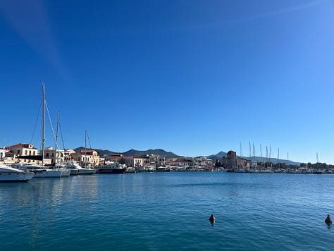 Aegina's blues from high noon to evening, Temple of Aphaia