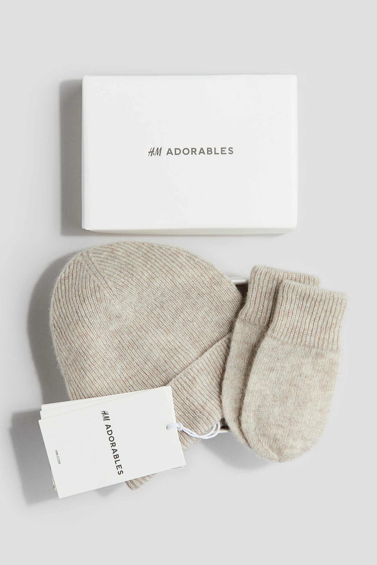 2-piece Cashmere Beanie and Mitten Set - Beige - Kids | H&M US 1