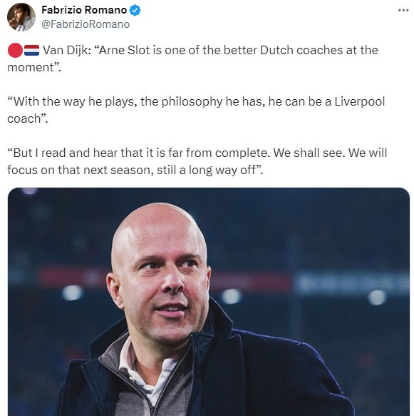 Virgil Van Dijk Arne Slot Premier League Liverpool