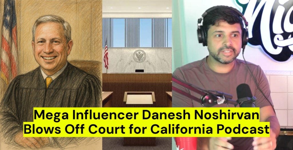 Danesh Blows Off Court for California Podcast: MDFL Judge Mizell issues show cause order as defamation case escalates with new evidence.